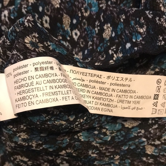 ZARA Blue Ditsy Floral Ruffle Blouse Size Extra Small - Picture 7 of 8